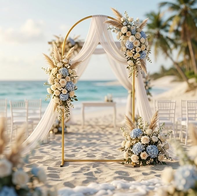 7.2FT Gold Metal Arch Backdrop Stand, Square Balloon Arch Stand Wedding Frame - Image 7