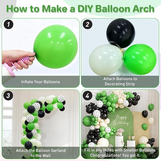 Dog Paw Green Black White Balloon Garland Arch Kit - Image 3