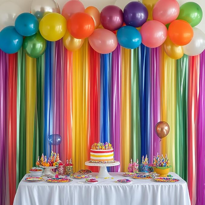 12 Rainbow Crepe Paper Streamers, 984ft Pack of Party Decorations | Each roll - Image 2