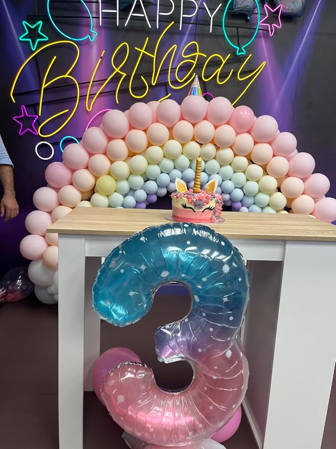 6 Balloon Numbers Birthday Decorations, 40In Pink Purple Blue Balloons | - Image 5