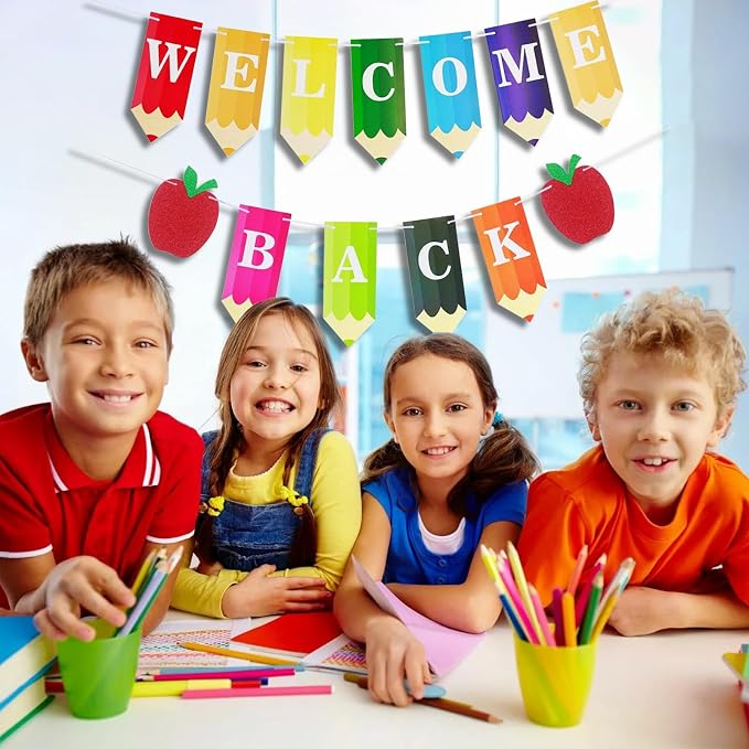 Welcome Back Banner Colorful Pencil Back to School Decorations First Day of - Image 6