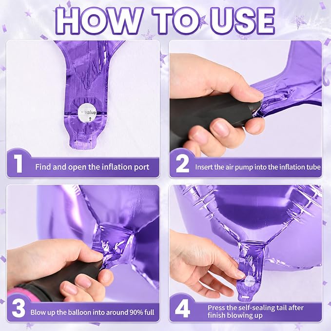 10Pcs Light Purple Round Foil Balloons, Metallic Light Purple Foil Baloon - Image 6