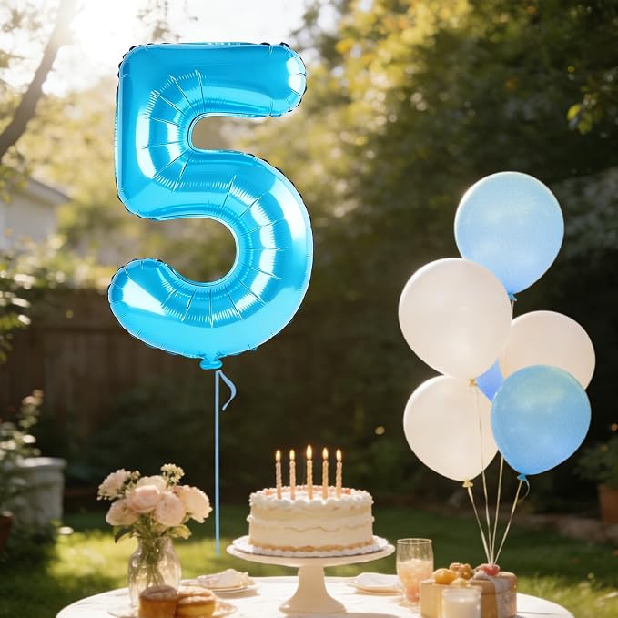40 Inch Number 5 Balloons for 5th Birthday Party Decorations, 0-100 Jewelry - Image 3