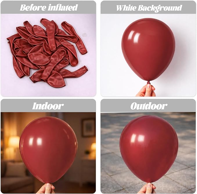 Voircoloria 130pcs Ruby Red Balloons Garland Arch Kit, 18 12 10 5 Inch | - Image 3