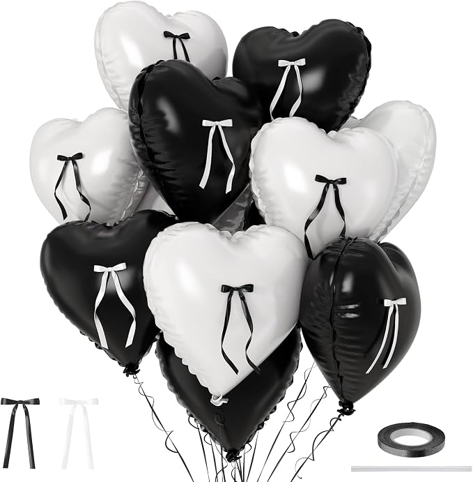 Black White Heart Balloons by TAOYE