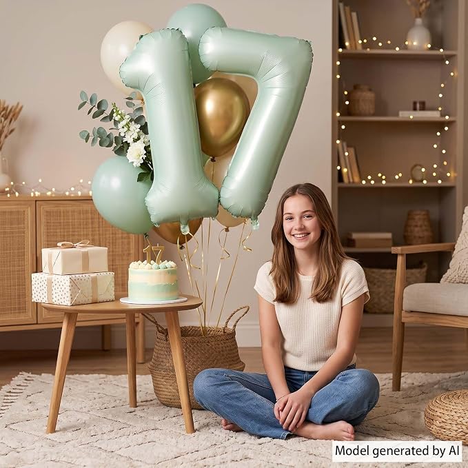 Olive Green Number 17 Balloon 40 Inch, Balloon - Image 2