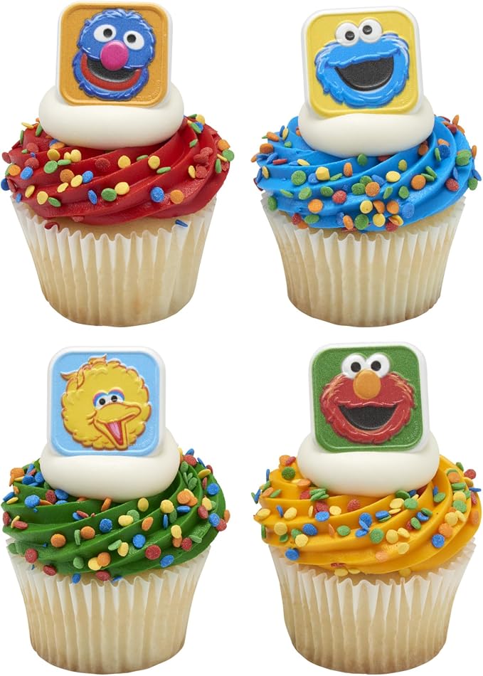 Sesame Street Rings, 24 Cupcake Toppers Featuring Elmo, Big Bird, Cookie Monster - Image 5