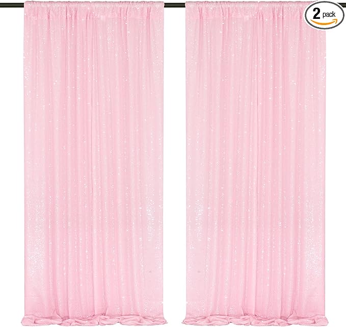 Pink Sequin Backdrop Curtains 2 Pcs 5FTx10FT Photography Background Party by SoarDream