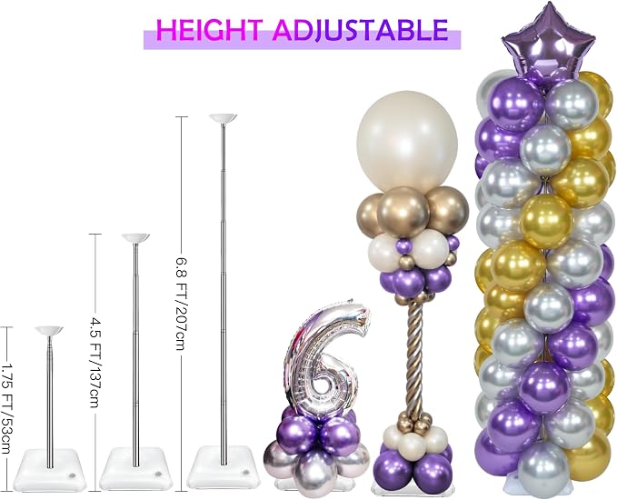 YALLOVE 2-Pack Adjustable Metal Balloon Column Stands - Image 2
