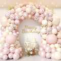 Boho Dusty Pink Balloon Arch Garland Kit 153pcs, Double Stuffed White Pearl by PTGOLUO