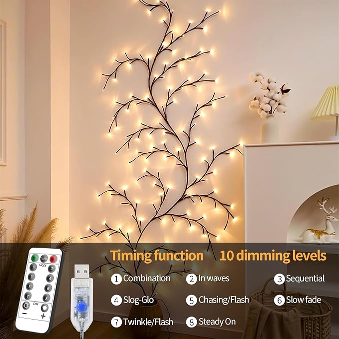 7.55FT 144LED 2PCS Brown USB Tree Branch Lights - Image 3