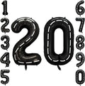 Black and White Stripes Number 20 Balloon 40 Inch, Foil Track Digit | Speedway by Unknown