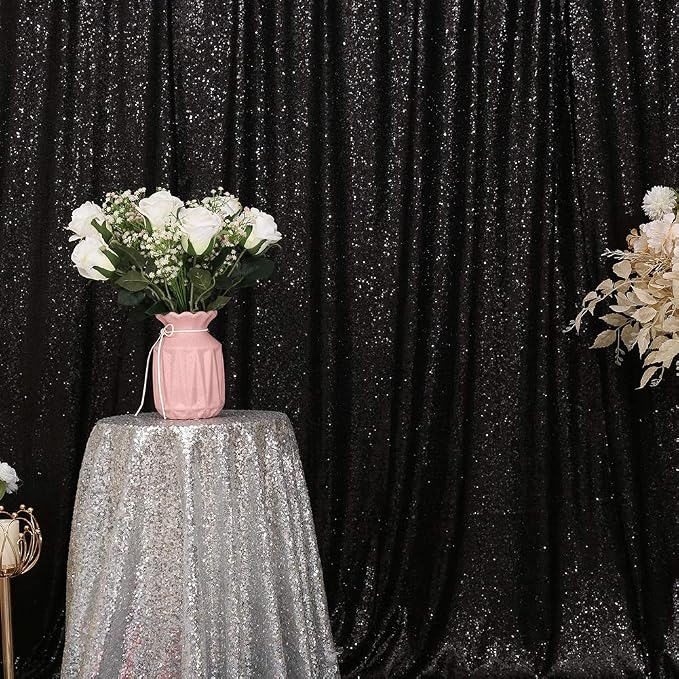 Eternal Beauty Black 3mm Sequin Backdrop 6x6 Ft - Image 7