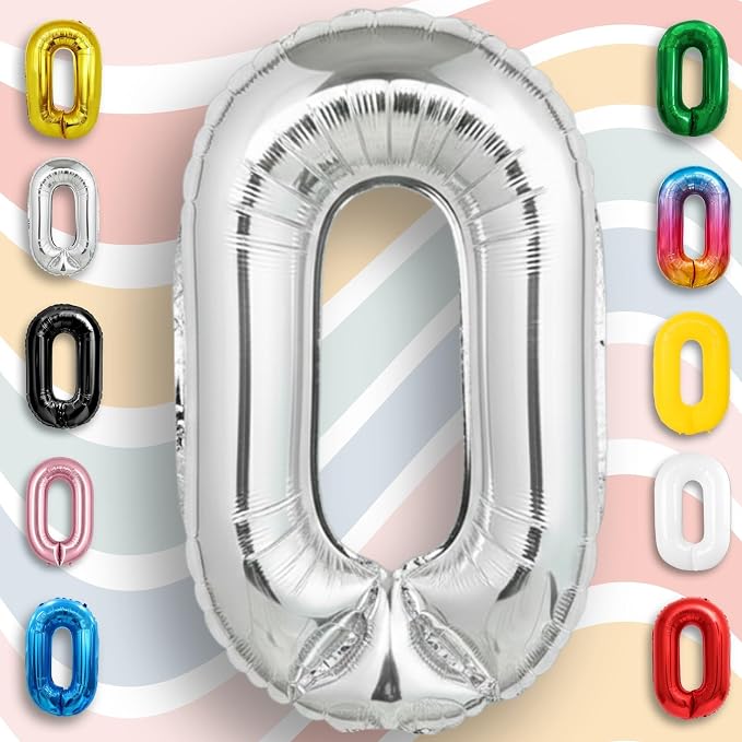 Silver Number Balloon 0 Mylar Foil Balloons 40 inch - Image 3