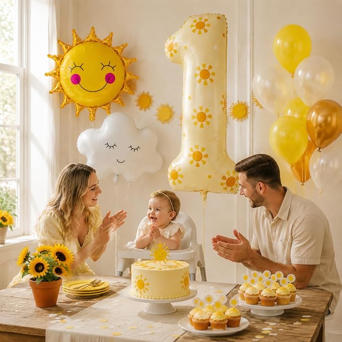 1st Birthday Sunshine Balloon Set, Number 1 Sun Party Decorations | DIY number - Image 6