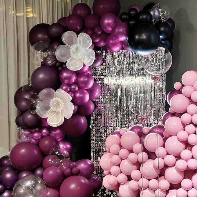 Dark Purple Black Pink Balloon Garland Arch Kit - Image 6
