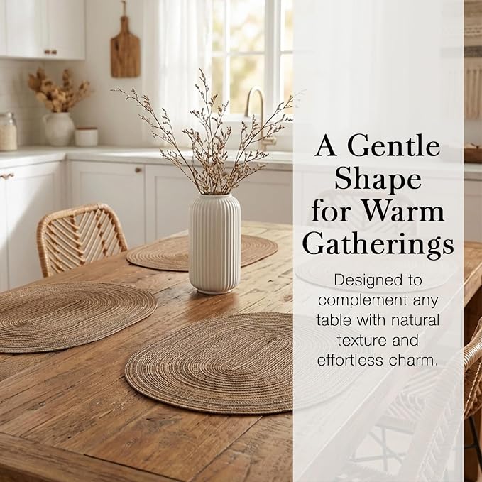 Placemats Set of 4, Woven Oval Braided Dining Table Mats | 12 x 17.5 Inch Size - Image 6