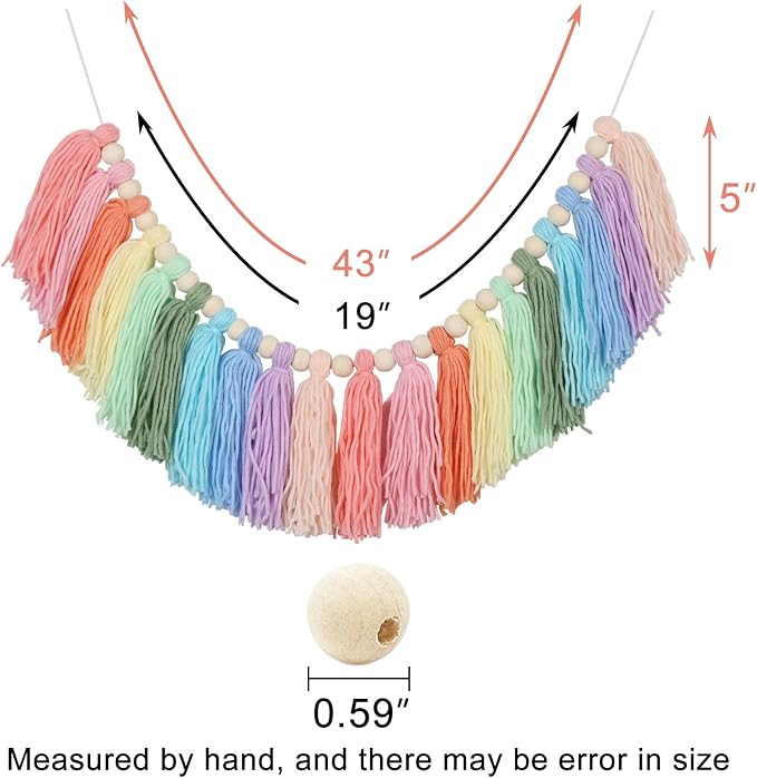 Pastel Rainbow Tassel Garland - Image 2