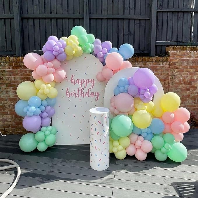186Pcs Pastel Rainbow Balloons Garland Arch Kit -18 12 10 5 Inch Different - Image 5