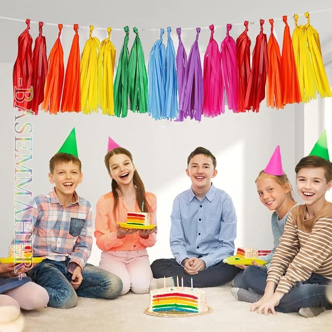 35Pcs Rainbow Tassel Garland Gay Pride Tissue Paper Tassel Banner DIY Hanging - Image 3