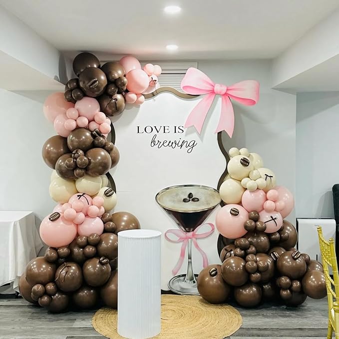 Pink Brown Balloons Heart Balloon Double Stuff Pearl Beige Dusty Blush Pink - Image 2