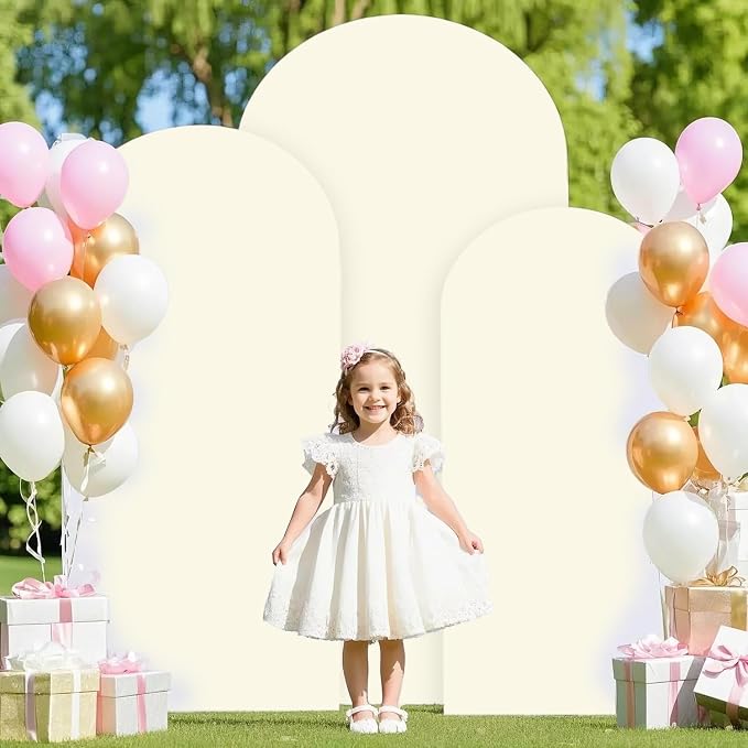 FANPROMS Wedding Arch Cover Set of 3 6FT 6.6FT 7.2FT Ivory Spandex Arch Stand - Image 5