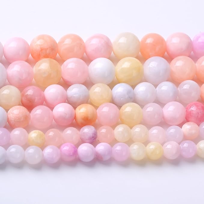 Colorful Rice Topaz Stone Beads Gemstone Round Crystal Energy Jade Beads Stone Beads for Jewelry Making DIY Bracelet Necklace Jewelry Making 1 Strand 15.5inch 31PCS 12MM