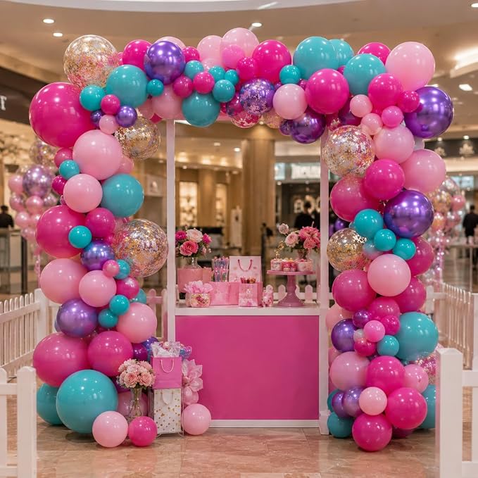 Pink Blue Purple Balloons, Hot Pink Metallic Purple Teal Blue Balloon - Image 8