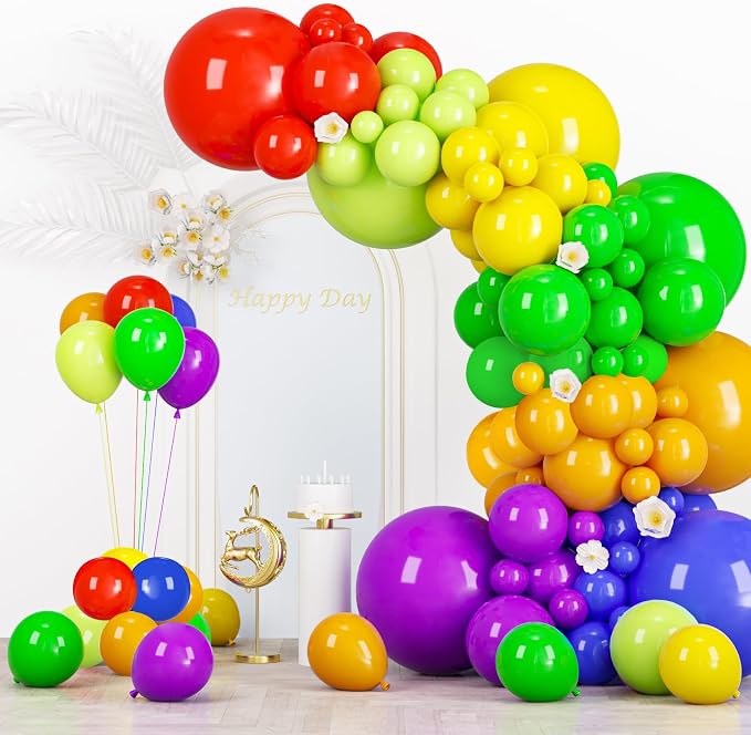 Voircoloria 134pcs Rainbow Balloons Garland Arch Kit, 18 12 10 5 Inch | by Voircoloria