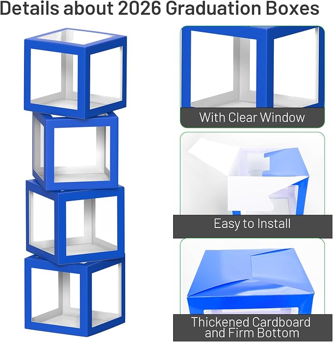 2026 Graduation Party Decorations, HYMENEX Set of 4 Graduation Boxes - Image 4