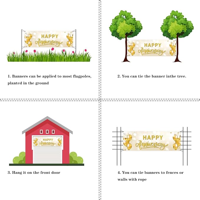 Large Happy Anniversary Banner Company Wedding Anniversary Lawn Sign Retirement - Image 3