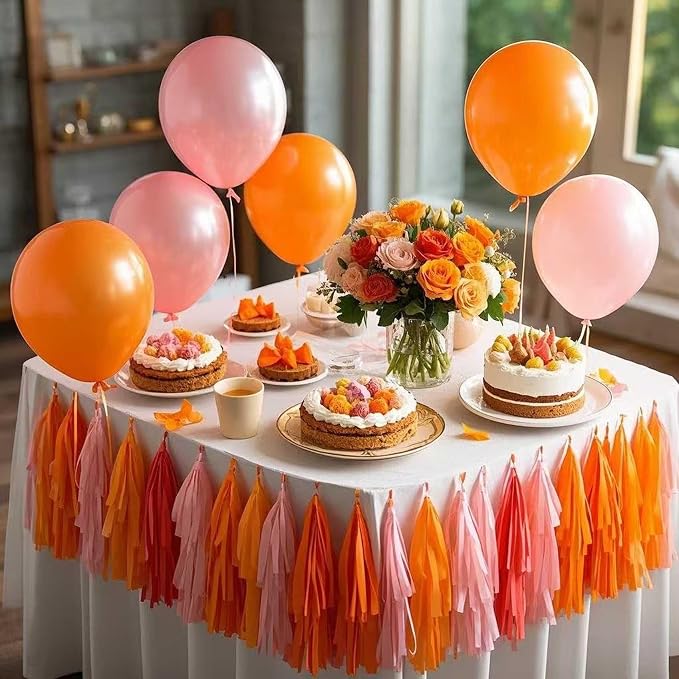 Pink Orange Tissue Paper Tassels 30pcs Hot Pink Orange Pink Streamers - Image 5
