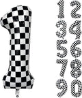 40 Inch Checkered Number Balloon 1 Black and White Number 1 Balloon Foil Helium by Yeodong