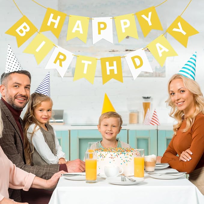 Hooqict Happy Birthday Banner Yellow Birthday Decorations - Image 6