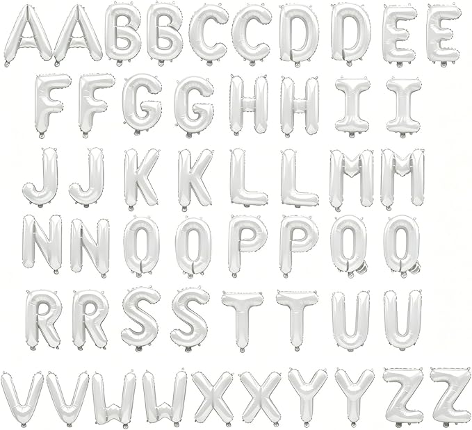 52 Pcs White Letter Balloons, Custom 2 Set A-Z Set - Image 2