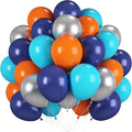 Blue Orange Balloons, 12 Inch Teal Navy Bule Balloons by Paeyeq