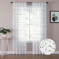 Tollpiz Leaves Sheer Curtain Sage Green Leaf Embroidery Living Room Curtains by Tollpiz