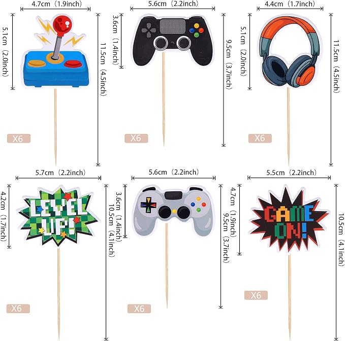 36 PCS Video Game Cupcake Toppers Assembled Game On Controllers Cupcake Picks - Image 2