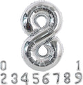 TONIFUL 40 Inch Silver Number 8 Balloon Large Foil 8th Birthday Decorations | by TONIFUL
