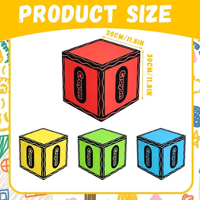 Denylo pro 4 Pcs Back to School Crayon Balloon Box Decoration Large Crayon Boxes - Image 2