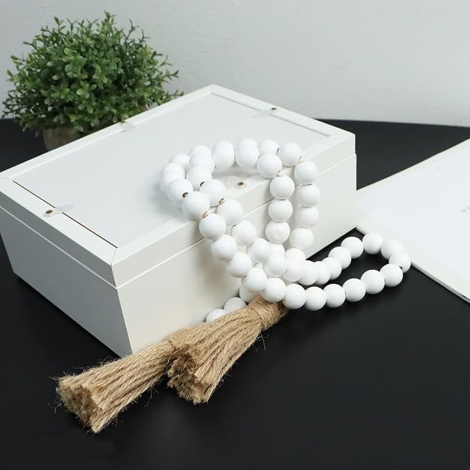 Meplait 39in Wood Bead Garland, Farmhouse Beads - Image 2