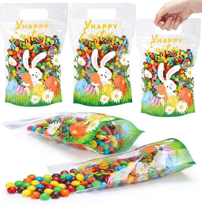 50 Pcs Easter Self Sealed Pouches Clear Sealing Pouches by Fuutreo
