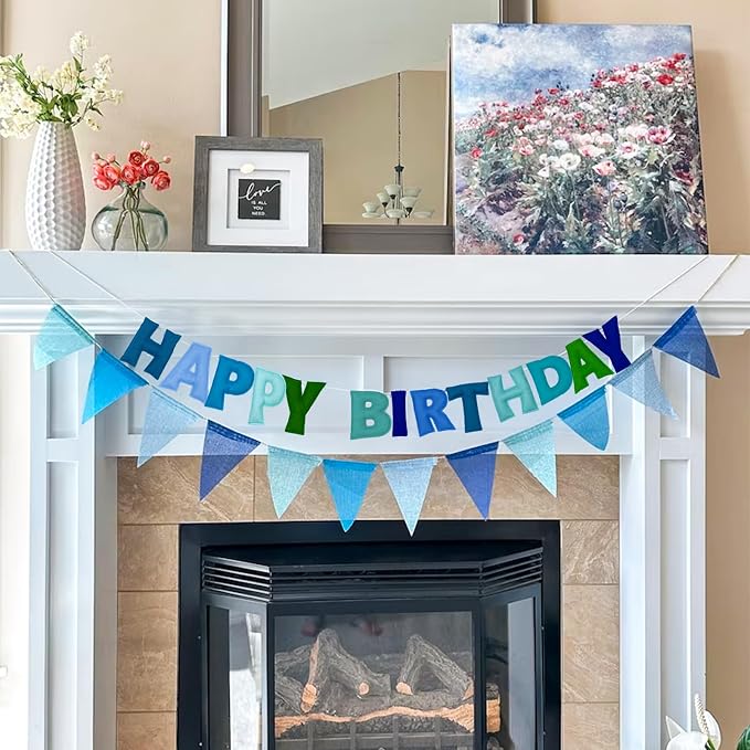 Pre-Strung 3D Felt Happy Birthday Banner, Handmade Happy Birthday Sign - Image 4