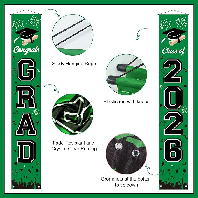 Graduation Decorations 2026 Porch Banner, Congrats Grad Class of 2026 Banner - Image 3