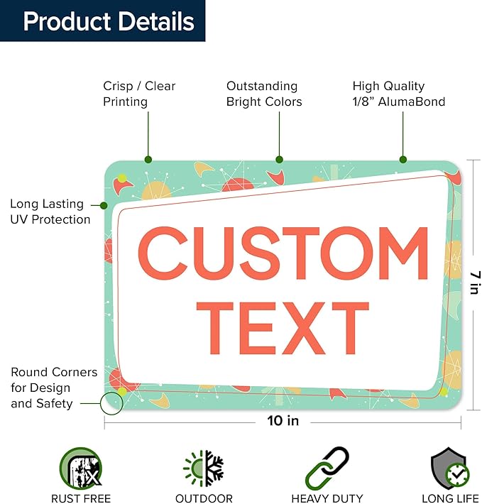 Custom Sign, Custom Street Sign, 11 Font Colors, 13 Font Styles, 4 Hole Options, 22 Sizes, 7x10 Inches, Rust Free DiBound, Fade Resistant, Made in USA by My Sign Center (Mid-Century Modern 2)