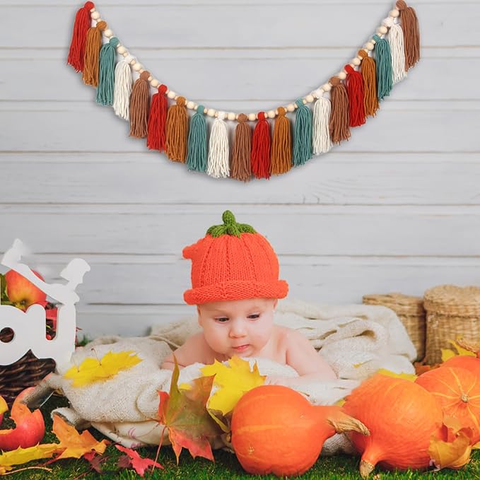 GIAUMA Burnt Orange Boho Yarn Tassel Garland - Image 7