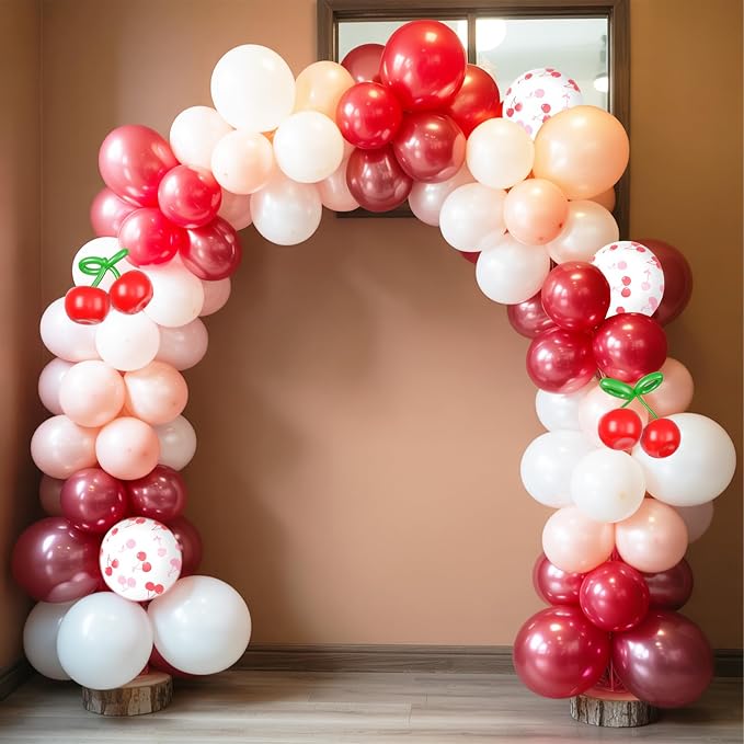 Cherry Balloons, 12 Inch Red and Pink Balloons - Image 6