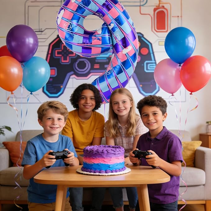 40 Inch Video Game Themed Number 9 Balloon, Birthday Party Decorations | Large - Image 6