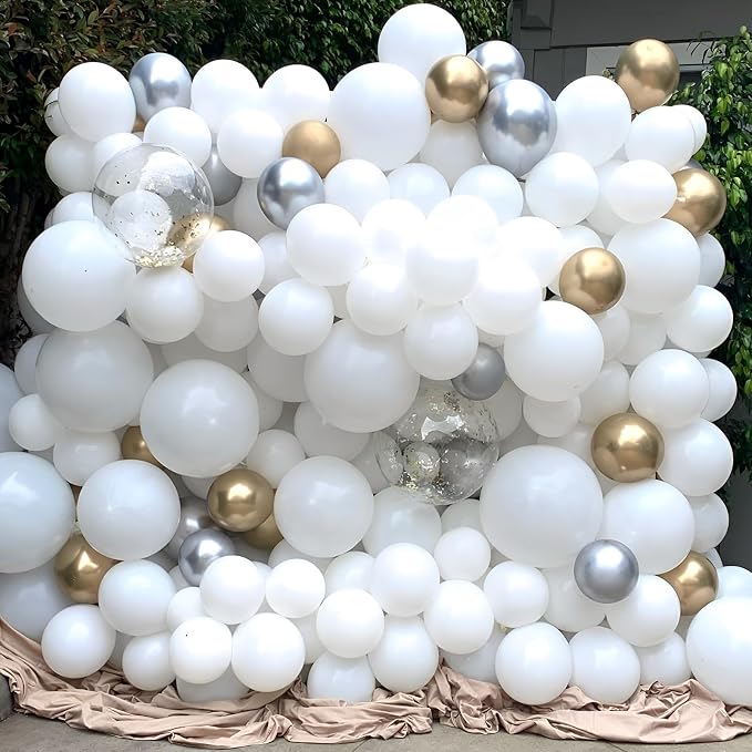 Voircoloria 110pcs White Latex Party Balloons, 12inch | - Image 8
