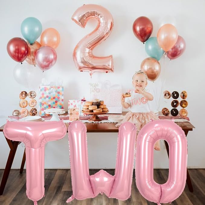 40 Inch Pastel Pink TWO Letter Balloons, Light Pink TWO Balloon Letters - Image 4